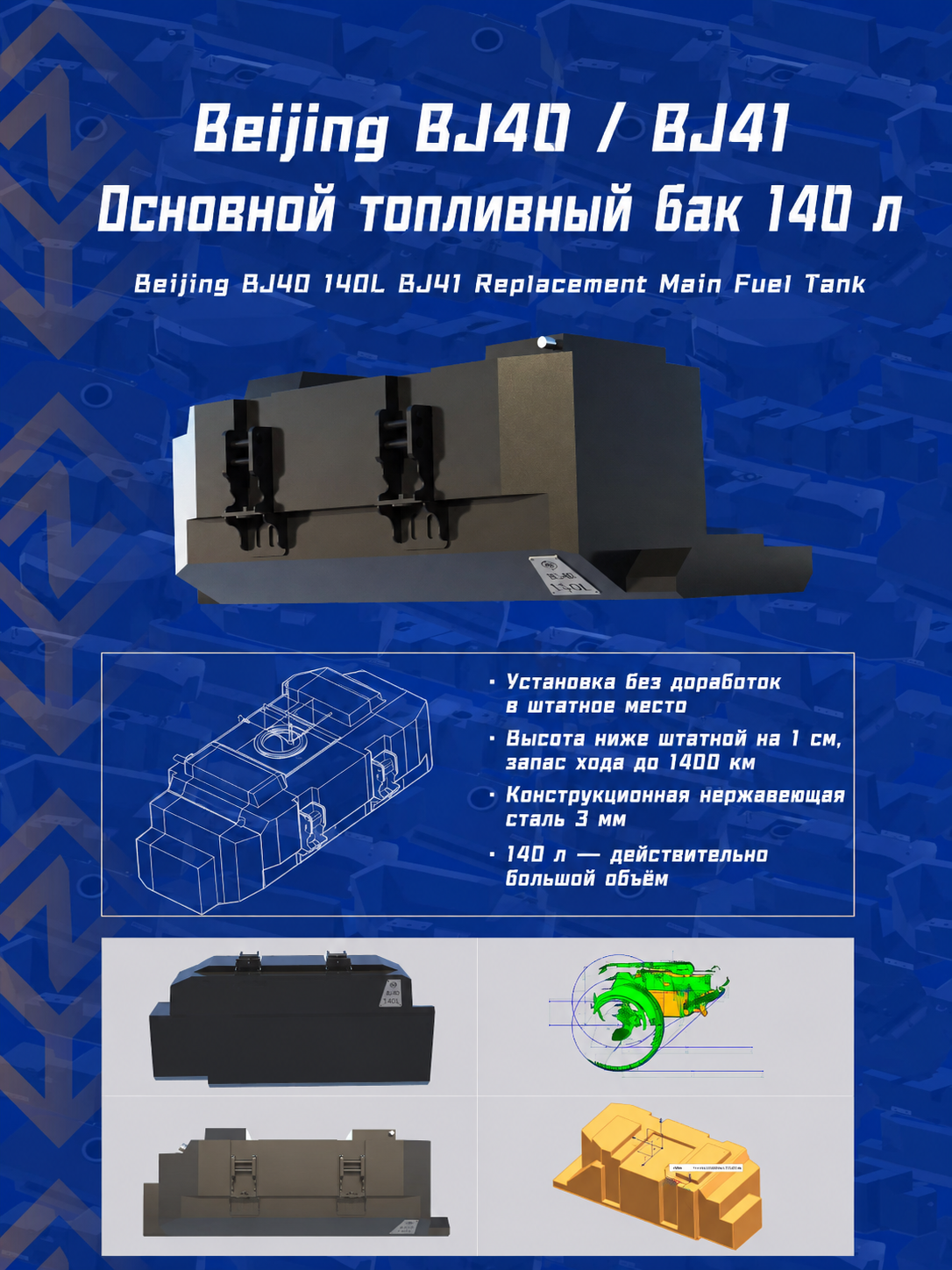 Информационная карточка основного бака 140 л для Beijing BJ40 и BJ41
